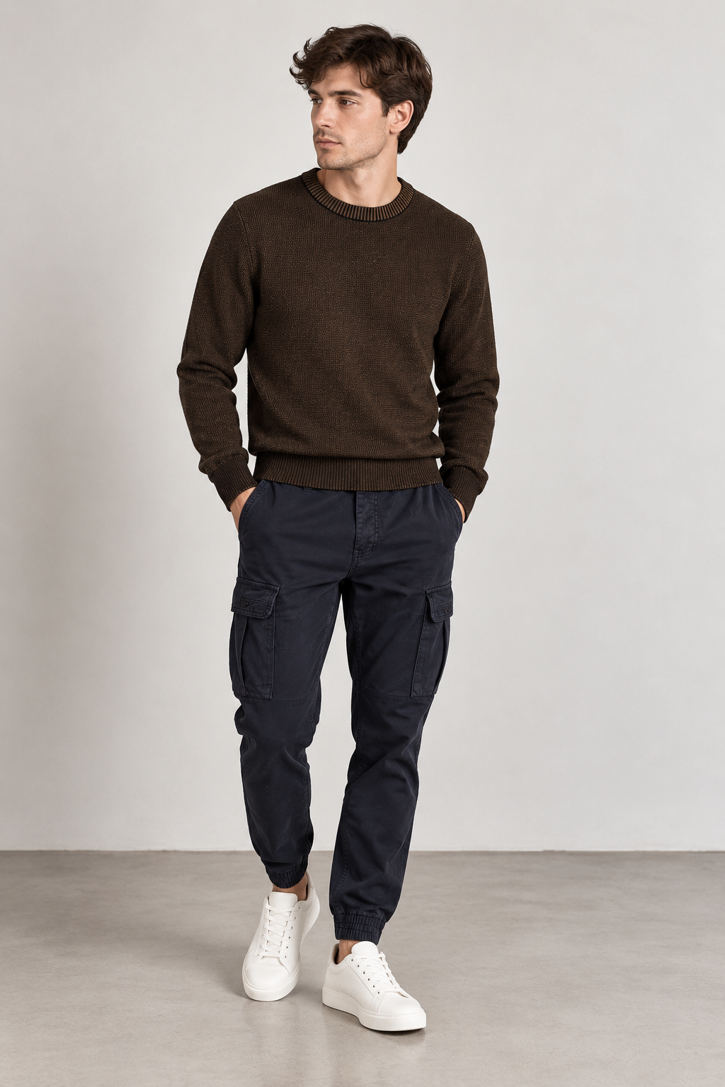 Maglione girocollo in maglia - Nero