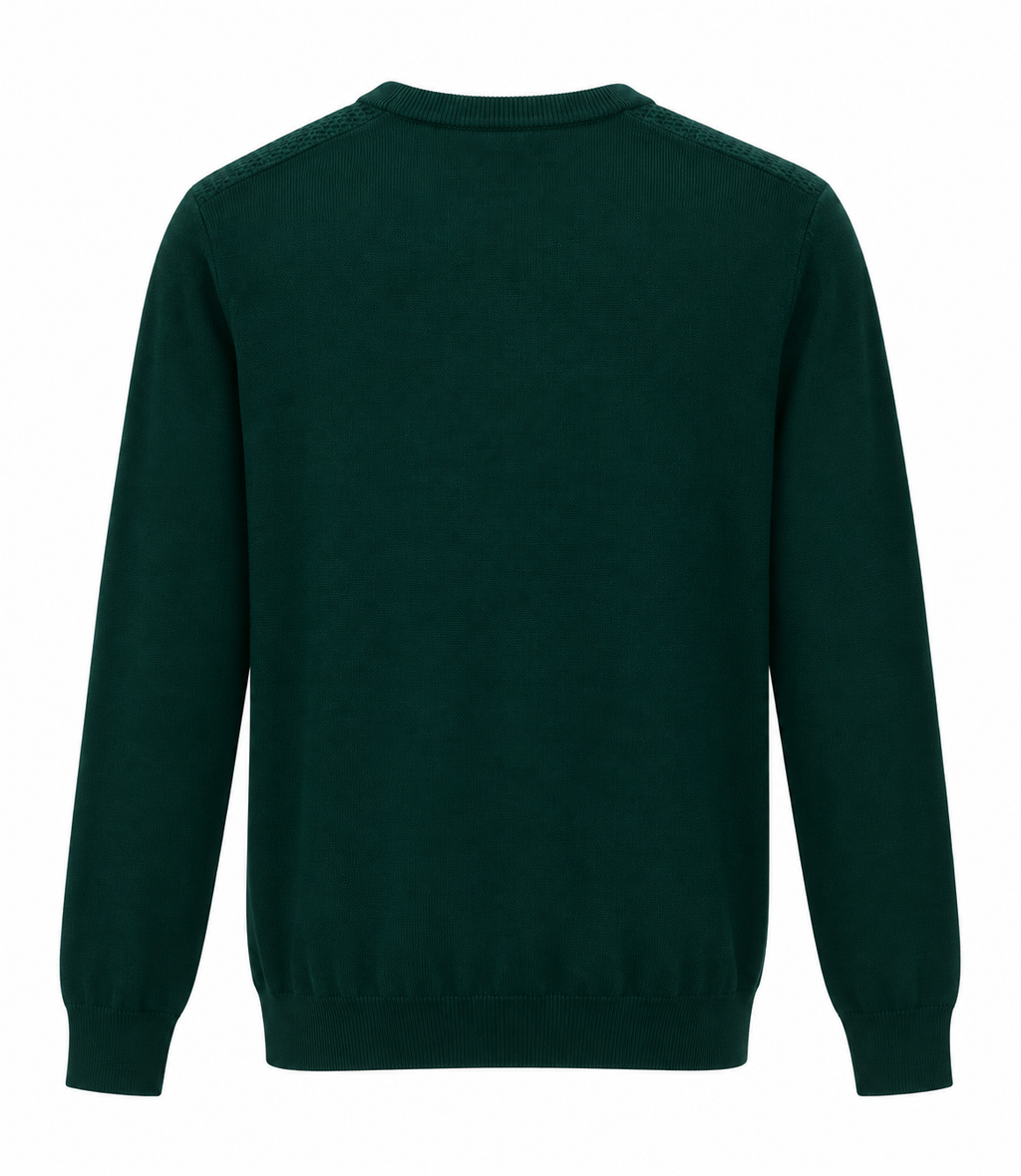Maglione girocollo in maglia rasata - Verde