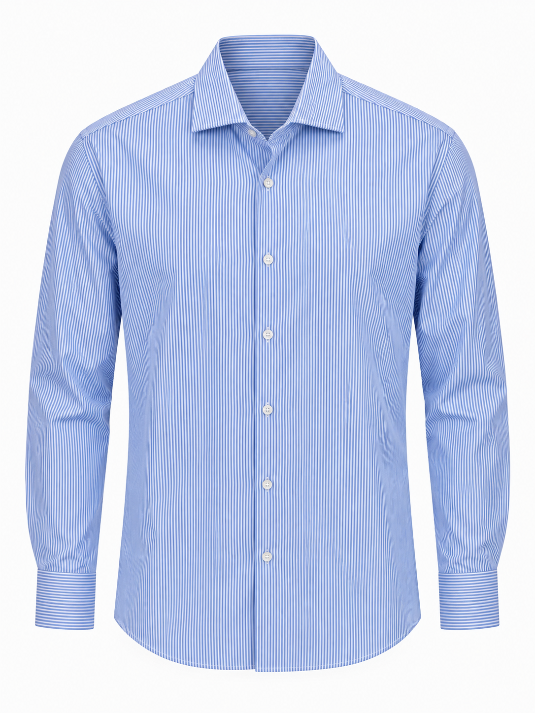 Camicia Regular Fit a Righe Sottili - celeste