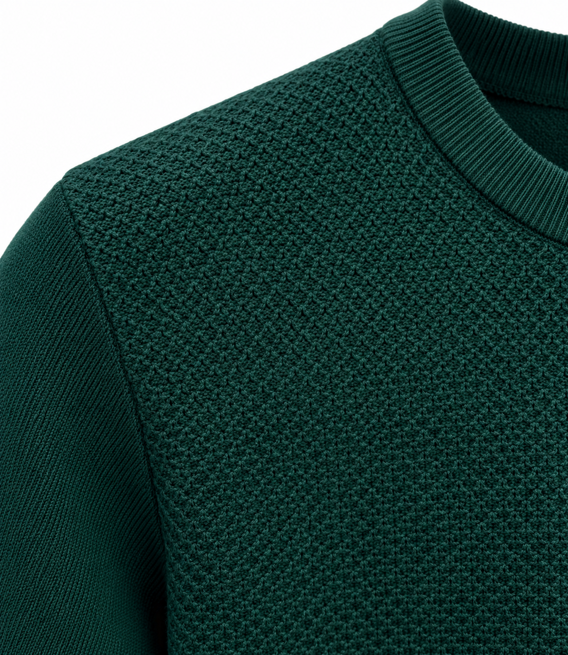Maglione girocollo in maglia rasata - Verde