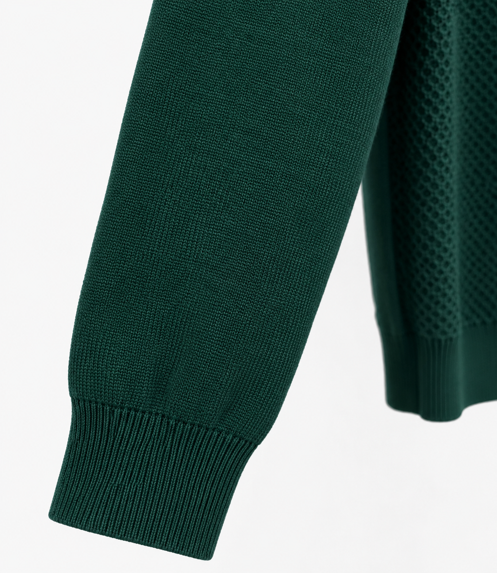 Maglione girocollo in maglia rasata - Verde