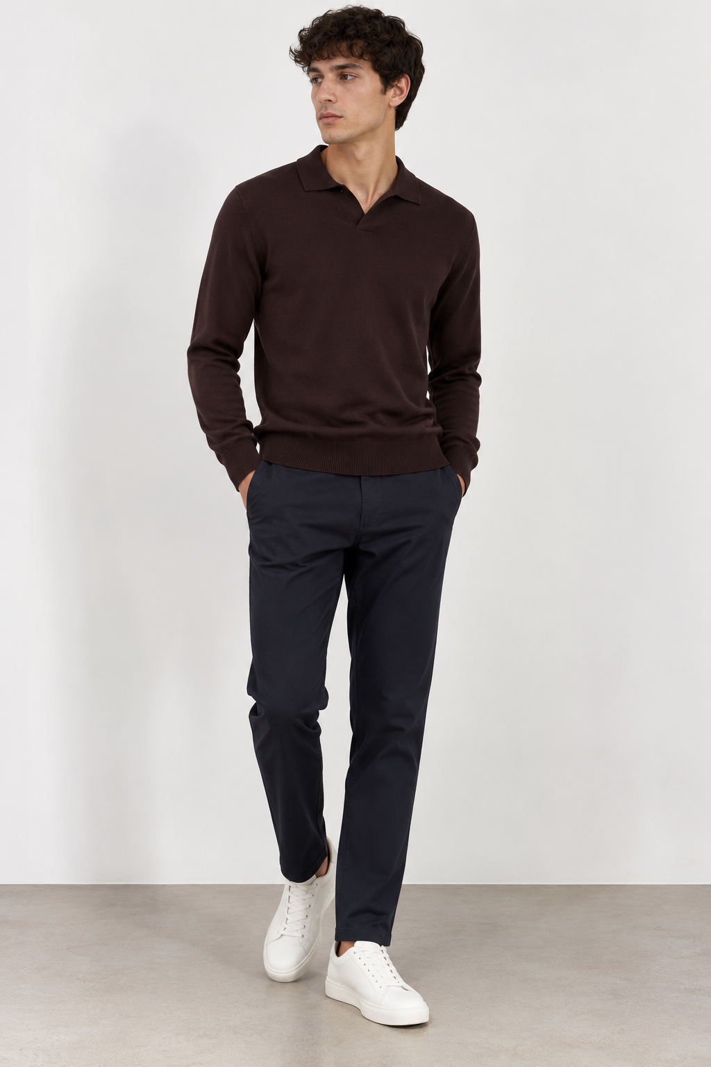 Polo in Maglia Rasata - MARRONE