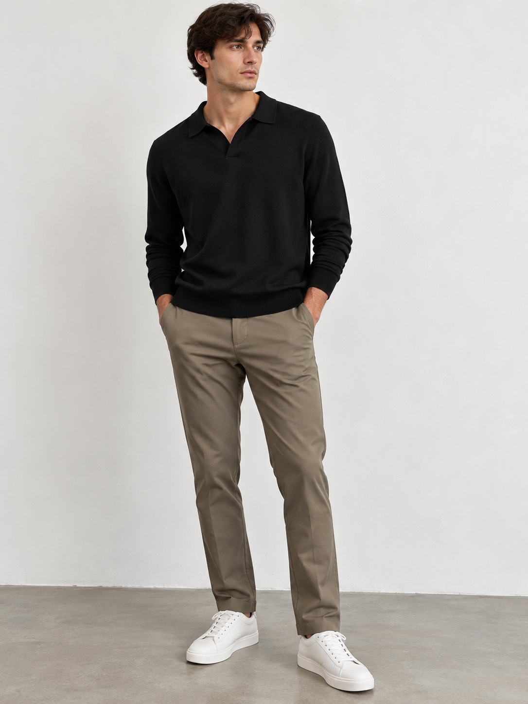 Polo in Maglia Rasata - NERO