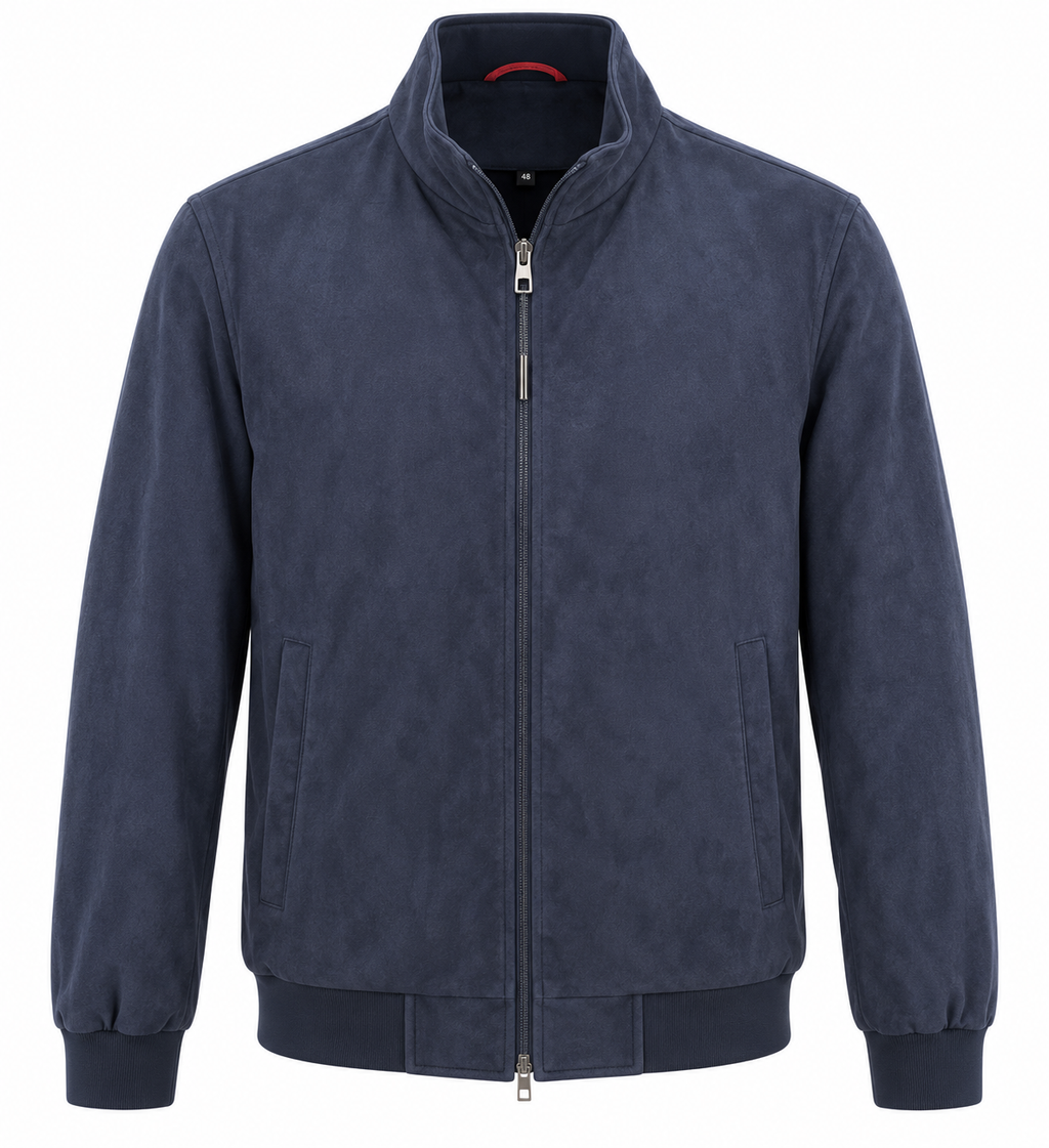Giubbino in tessuto scamosciato - Blu navy