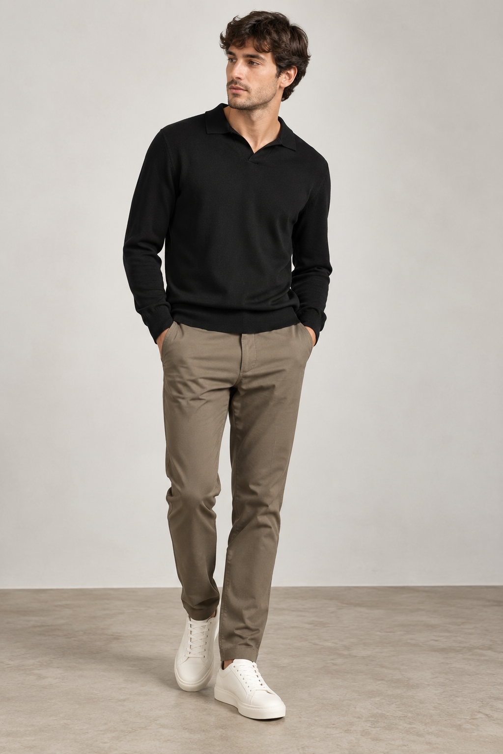 Pantalone Slim Fit in Tessuto Tecnico - BEIGE