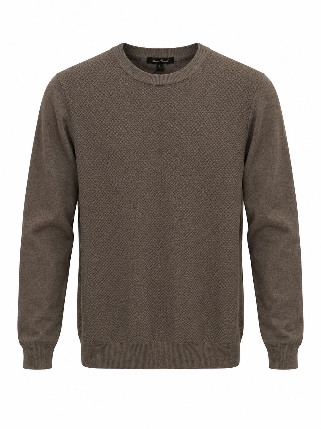 Maglione girocollo in maglia rasata - Marrone