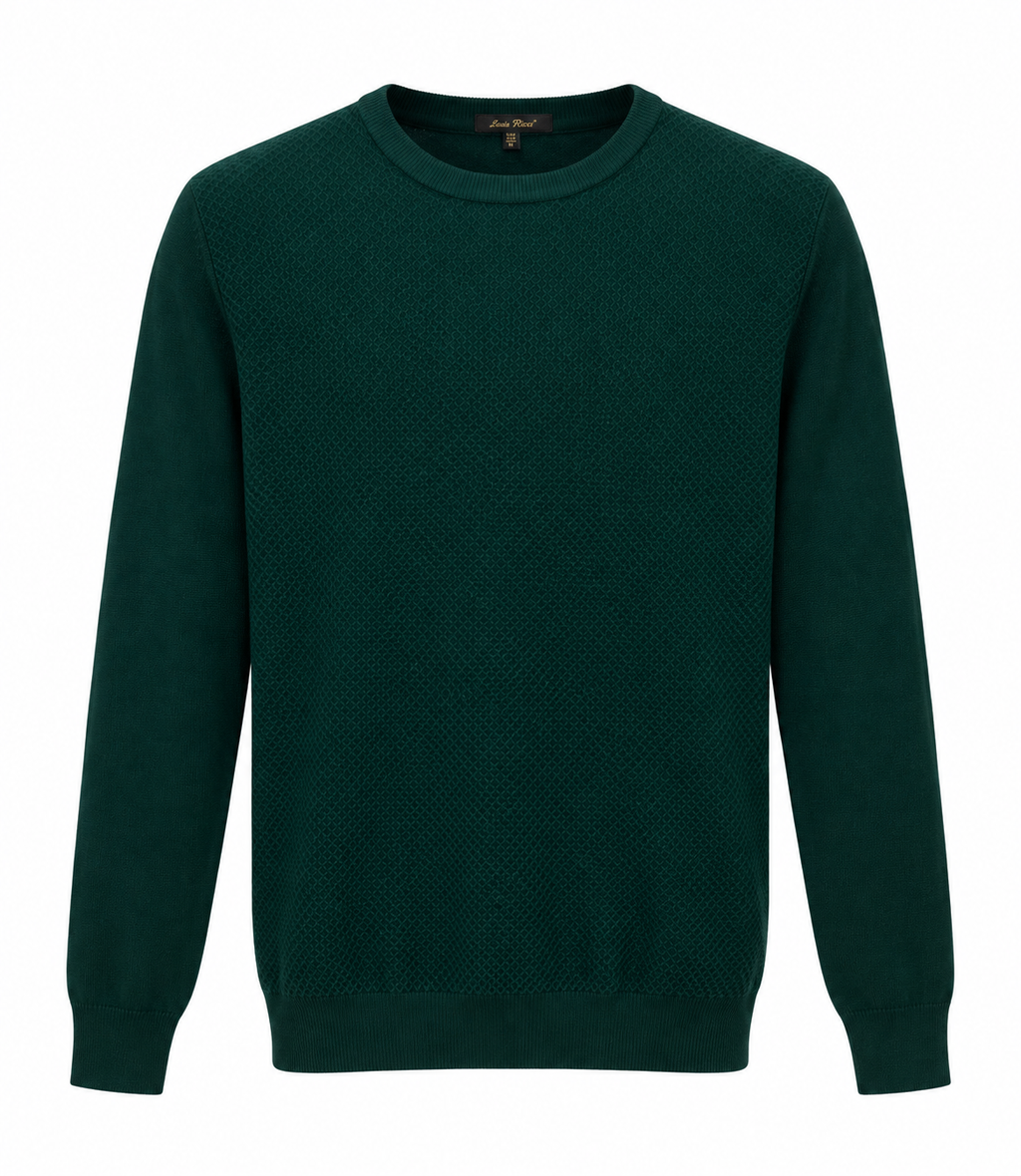 Maglione girocollo in maglia rasata - Verde