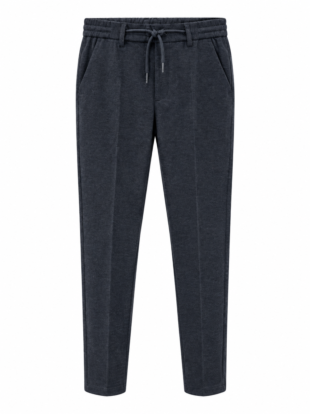 Pantalone Slim Fit Effetto Lana Cotta - Blu navy