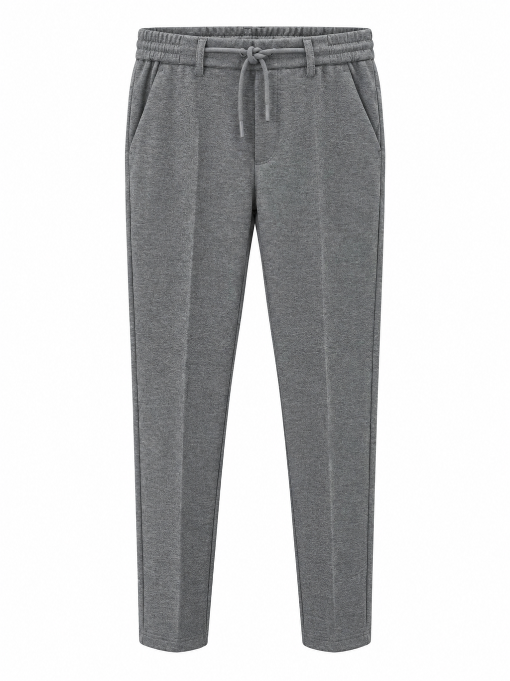 Pantalone Slim Fit Effetto Lana Cotta - Grigio