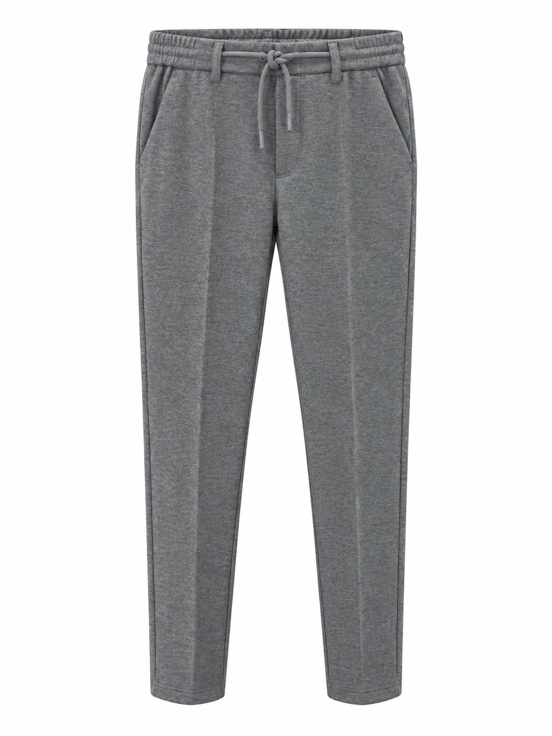 Pantalone Slim Fit Effetto Lana Cotta - Grigio