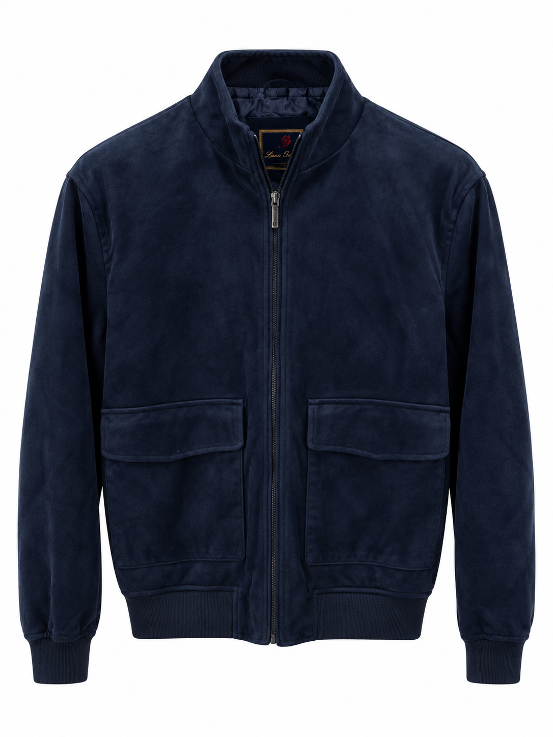 Giubbino in Tessuto Scamosciato - Blu navy