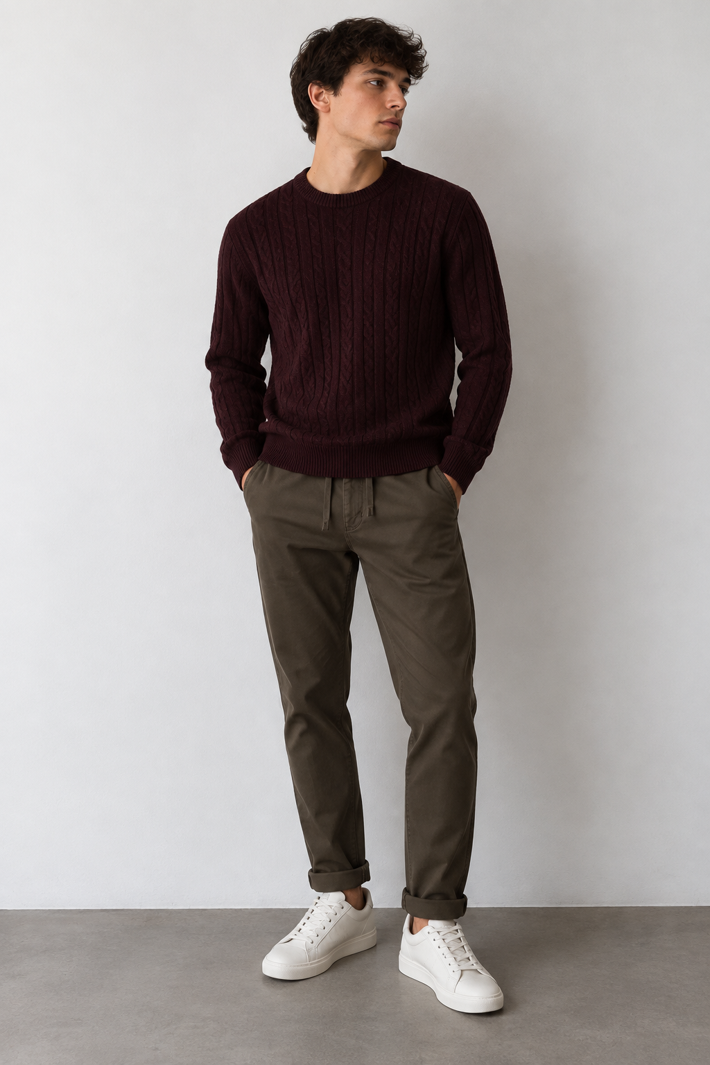 Maglione uomo in misto lana - Bordeaux
