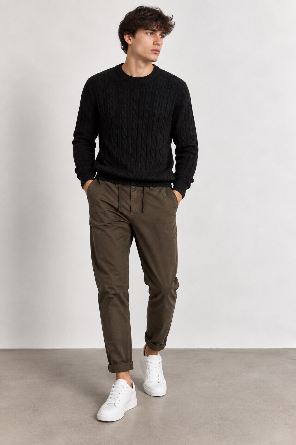 Maglione uomo in misto lana - Nero