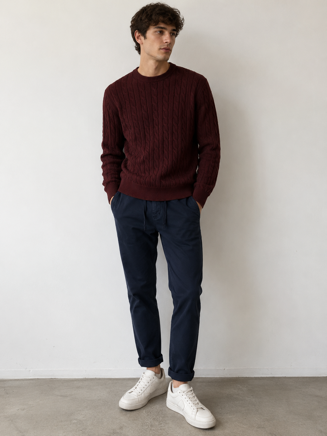 Maglione uomo in misto lana - Rosso