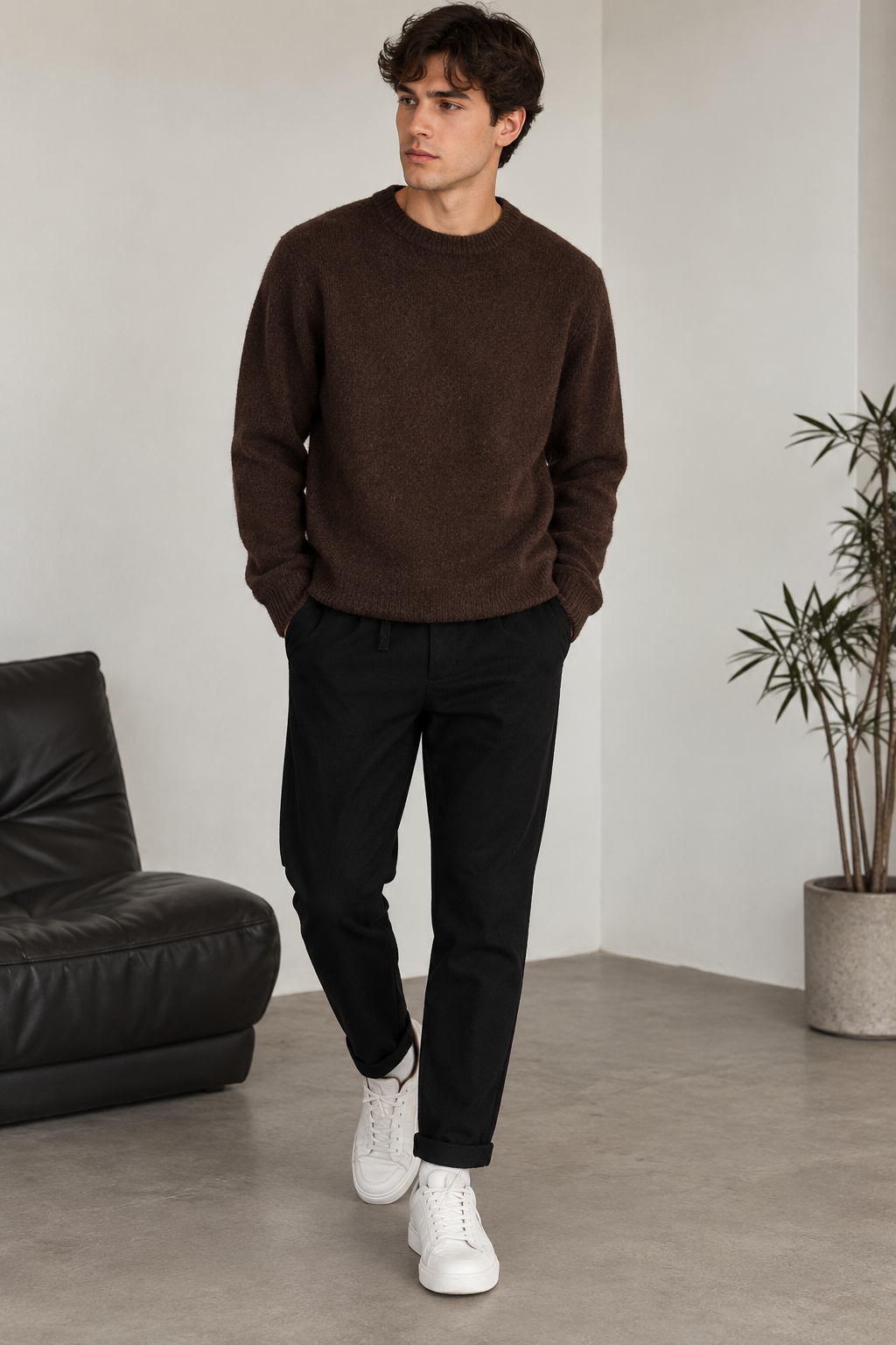 Maglione Uomo Girocollo - Caffè