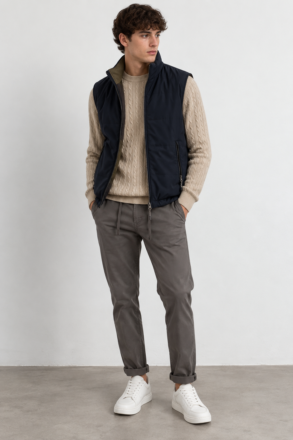Smanicato imbottito reversibile - Blu navy