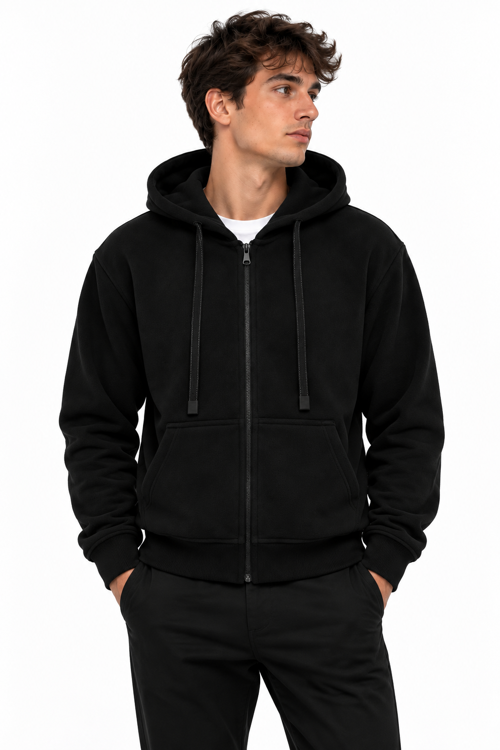felpa con zip - nero 