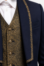 Abito 2 Pezzi con Gilet Slim Fit Blu Navy - Dettaglio tessuto