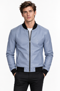 Giubbino bomber ecopelle -  celeste
