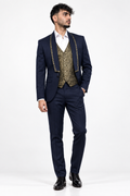 Abito 2 Pezzi con Gilet Slim Fit Blu Navy - Vista frontale