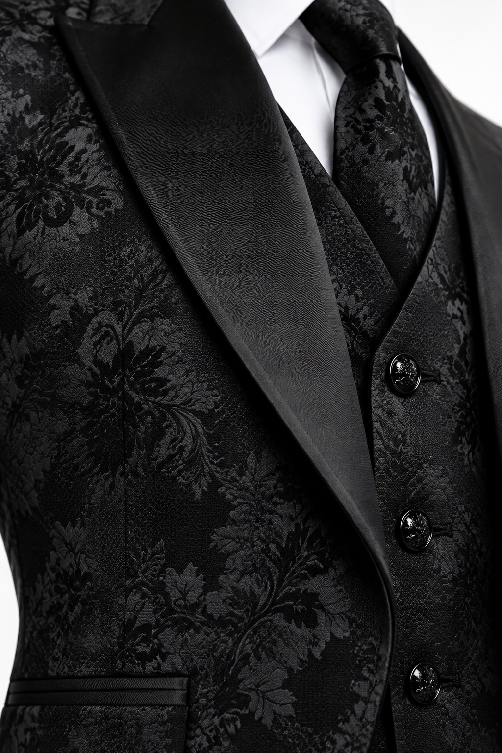 Abito 3 Pezzi con Gilet e Cravattone Slim Fit - Dettaglio tessuto