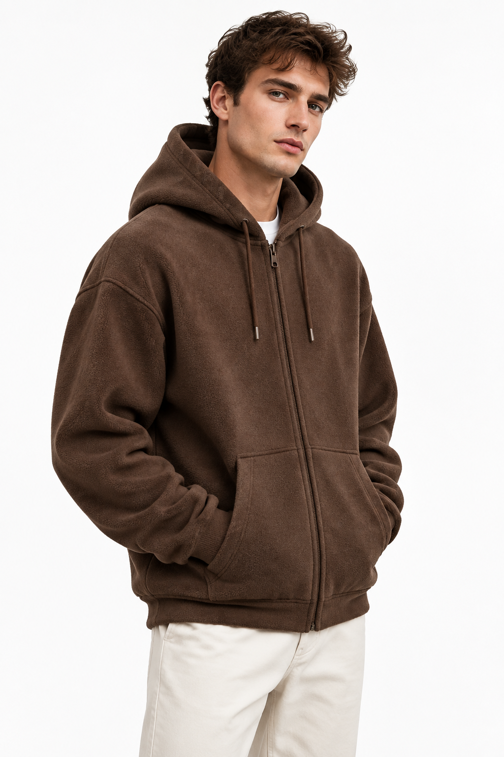 felpa con zip - caffè 