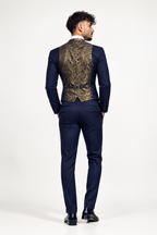 Abito 2 Pezzi con Gilet Slim Fit Blu Navy - Vista retro