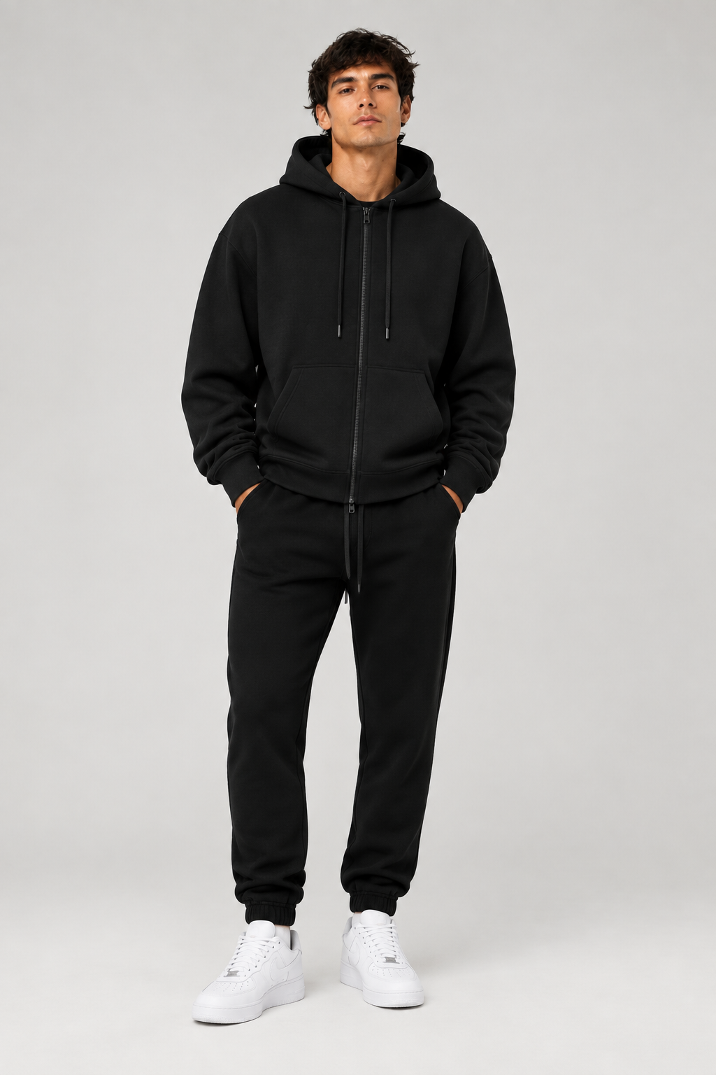Felpa Zip - Nero