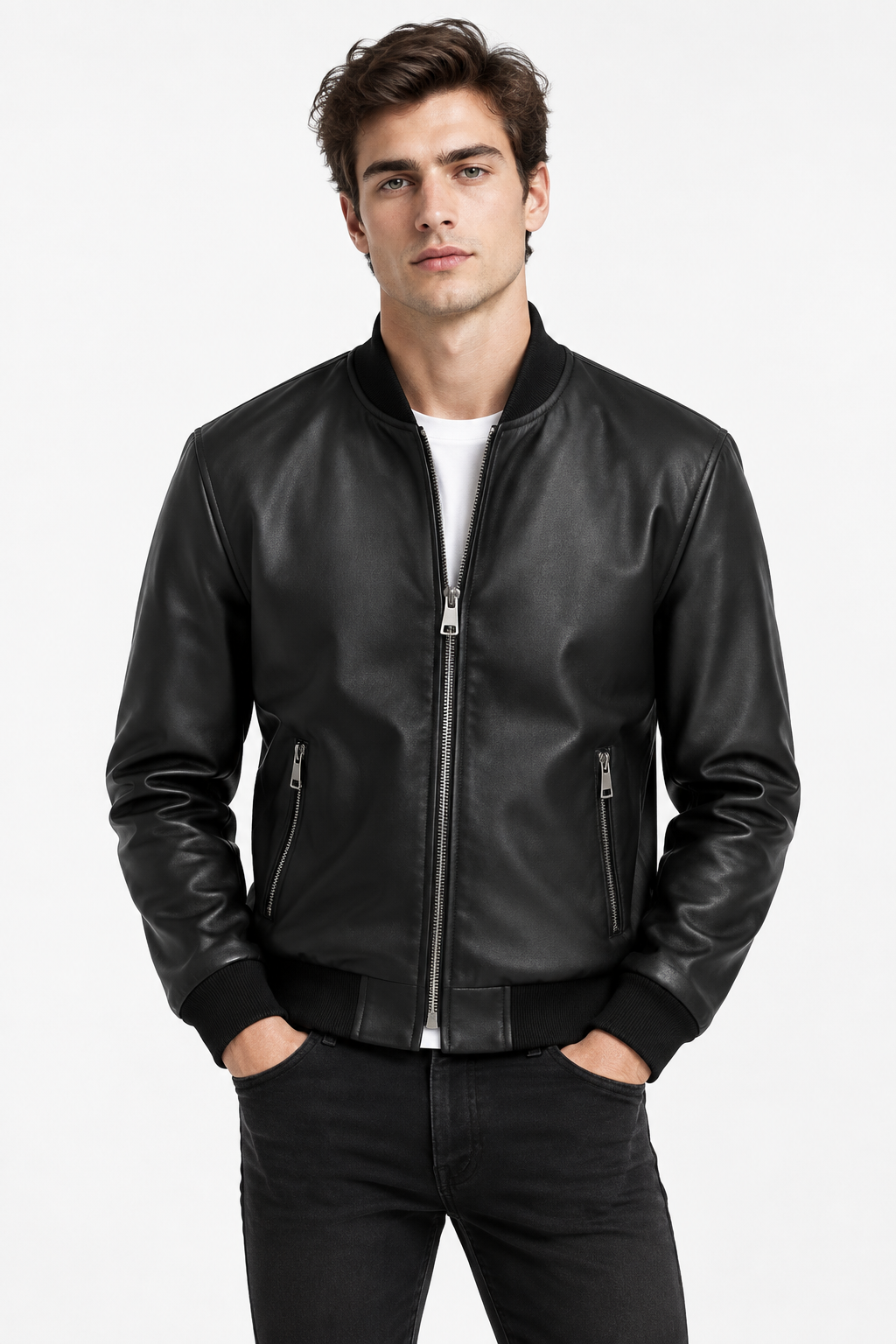 Giubbino bomber ecopelle - nero