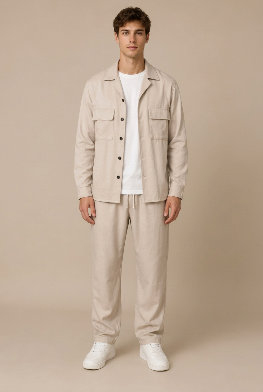Coordinato Pesante Rigatino - Beige