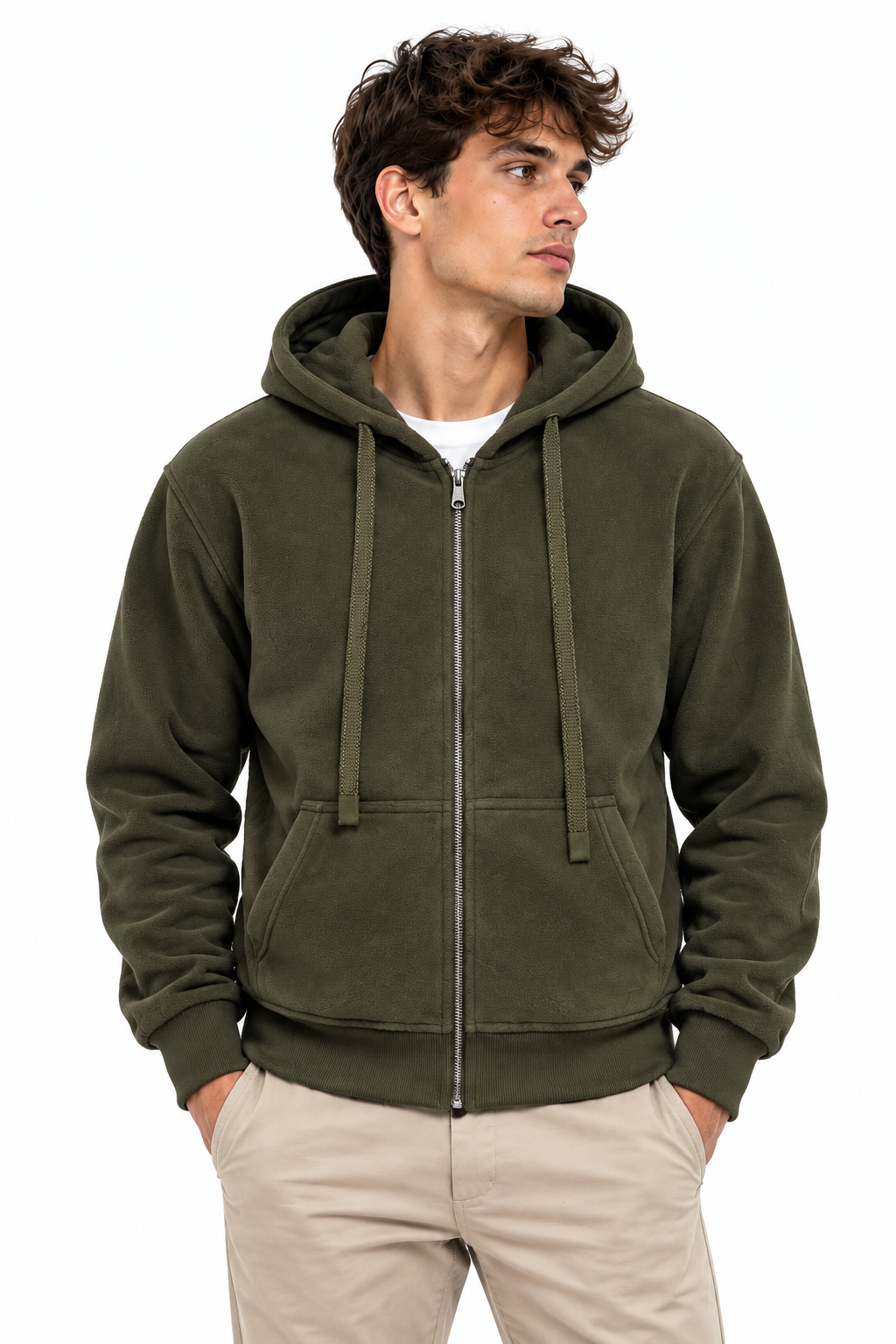 felpa con zip - militare 