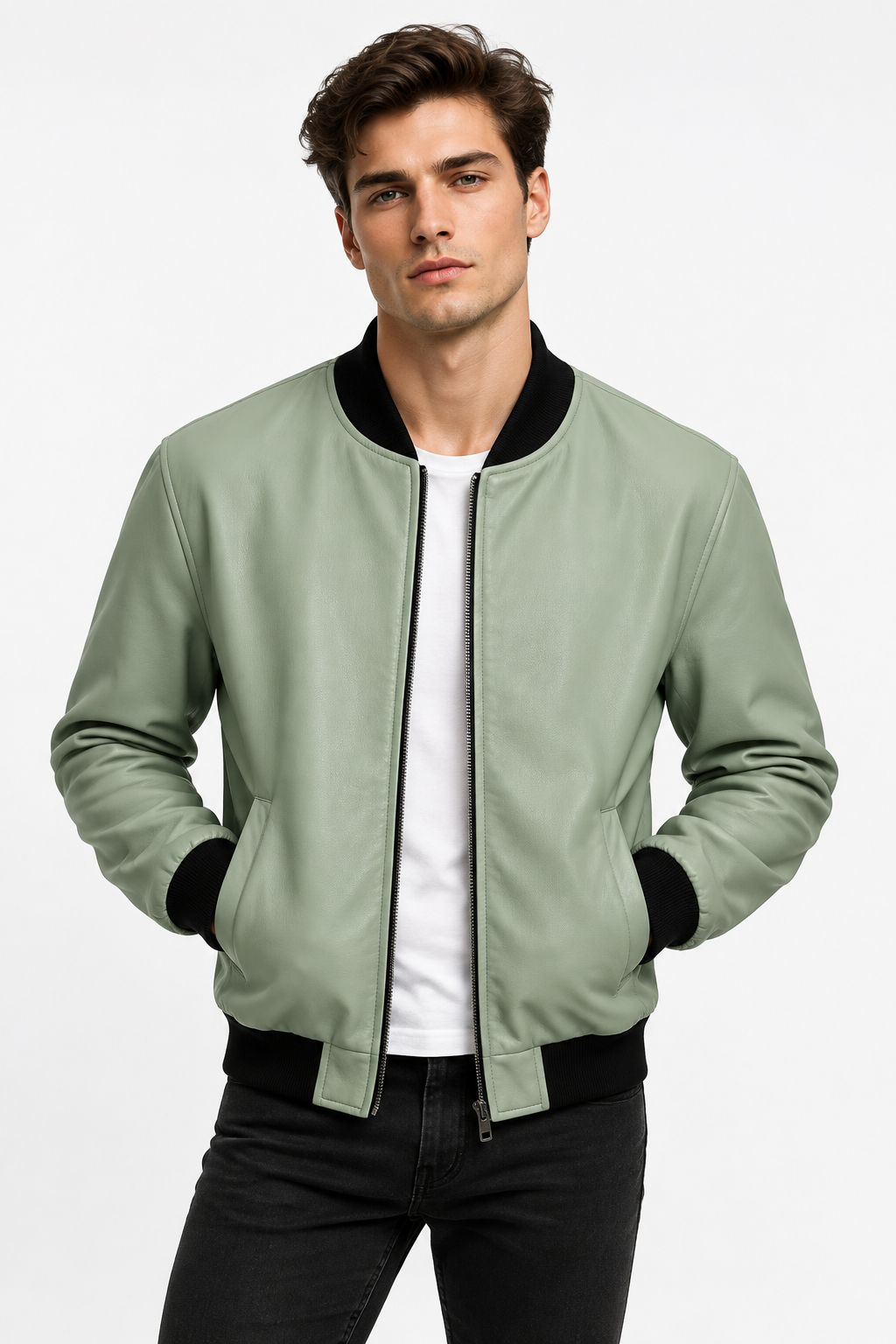 Giubbino bomber ecopelle - verde