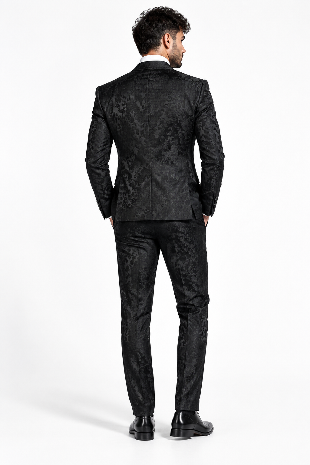 Abito 3 Pezzi con Gilet e Cravattone Slim Fit - Vista retro