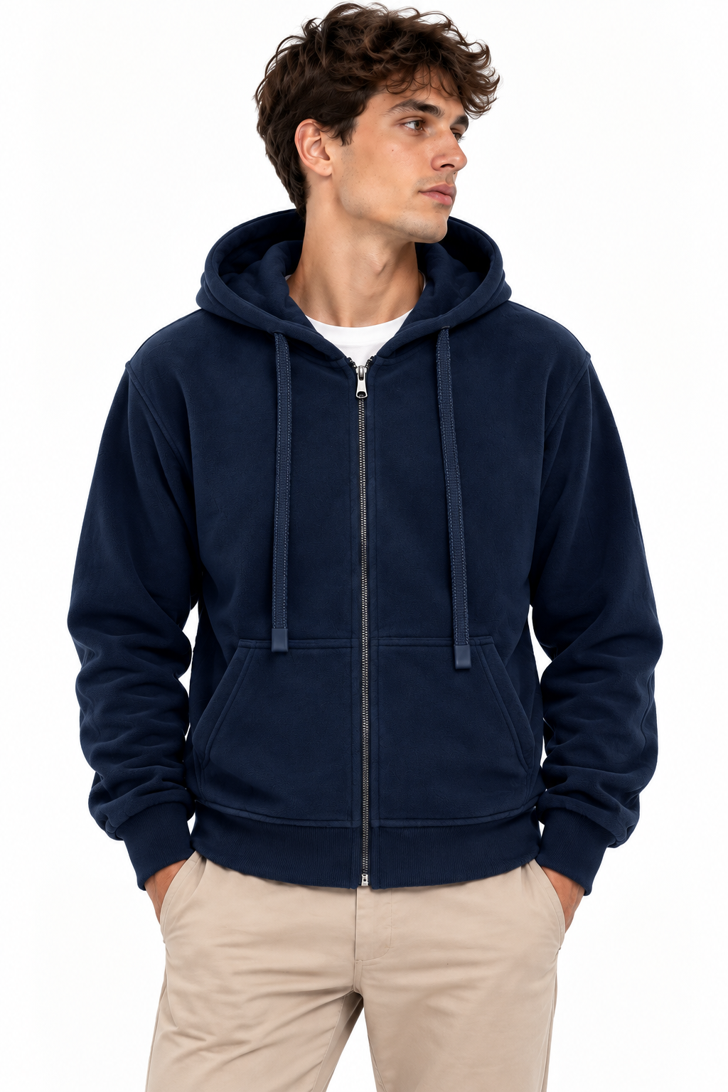 felpa con zip - blu navy 
