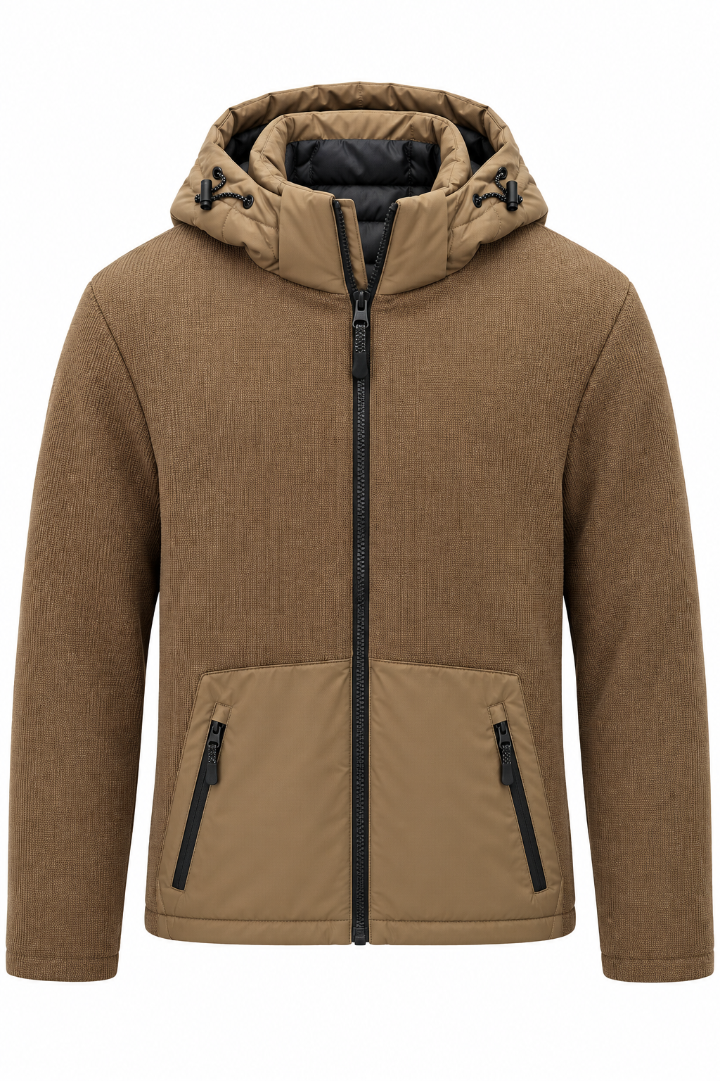 Giubbotto Waffle Padded Jacket Camel – Vista Fronte