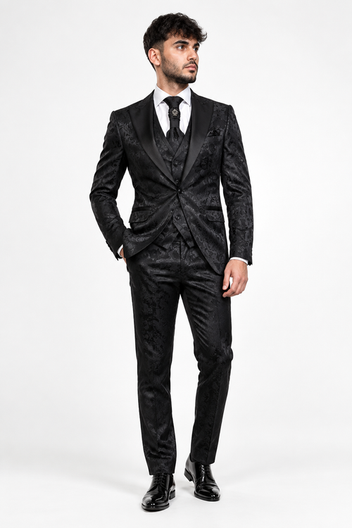 Abito 3 Pezzi con Gilet e Cravattone Slim Fit - Vista frontale