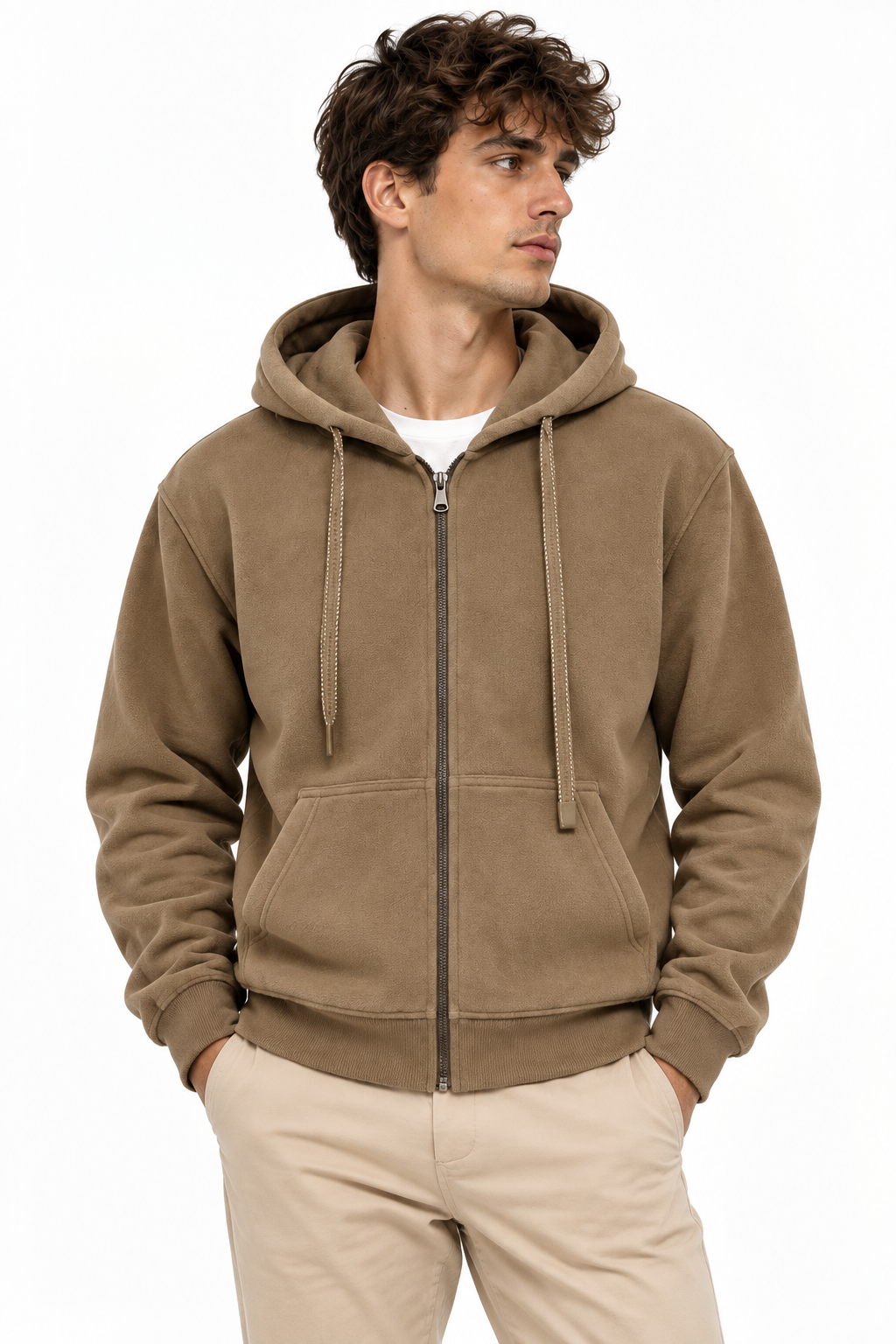 felpa con zip - khaki 