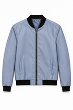 Giubbino bomber ecopelle -  celeste