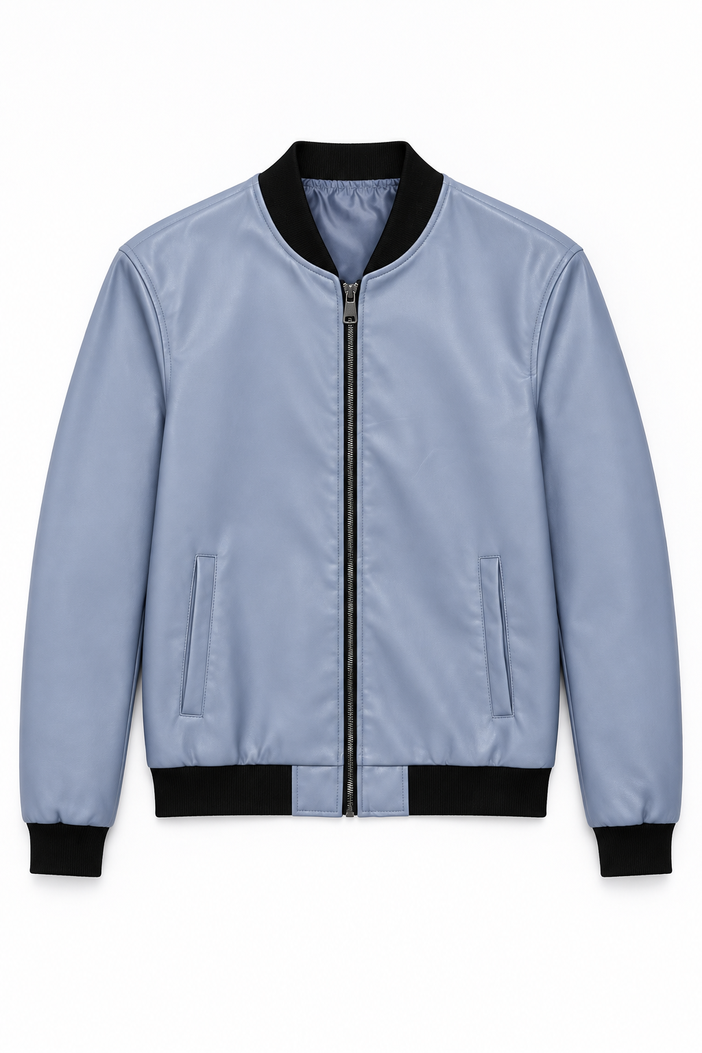 Giubbino bomber ecopelle -  celeste