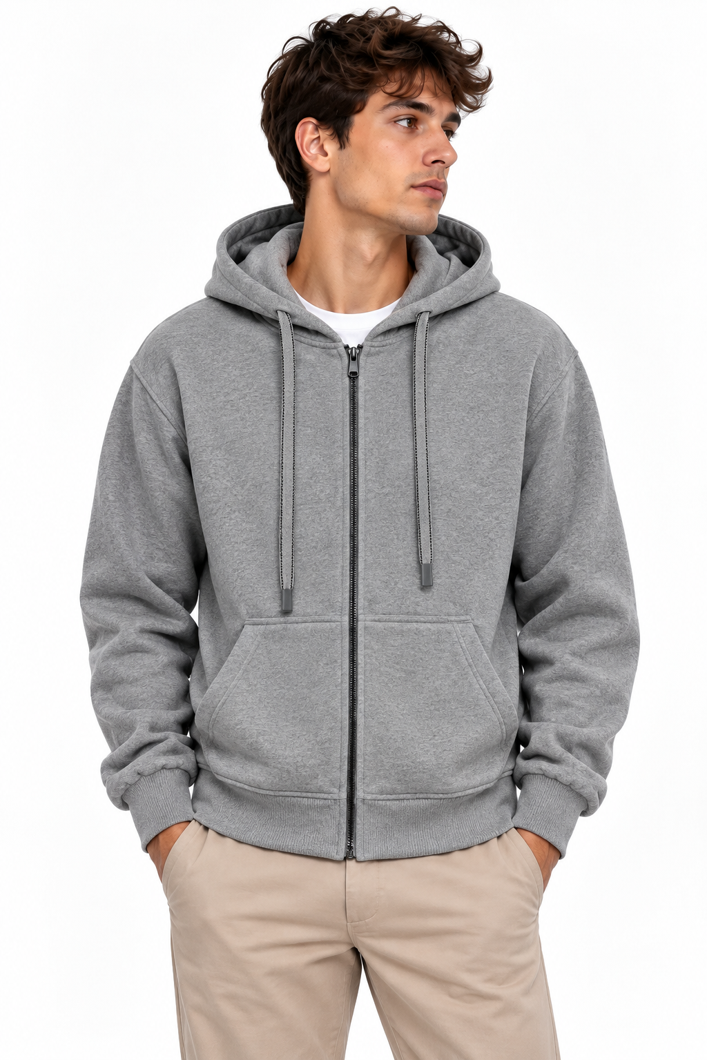 felpa con zip - grigio