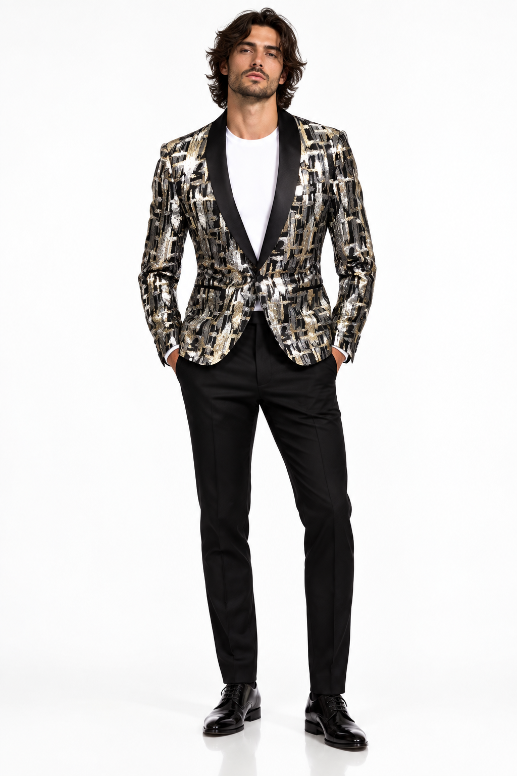 Abito Slim Fit Drop 7 Fantasia - Oro