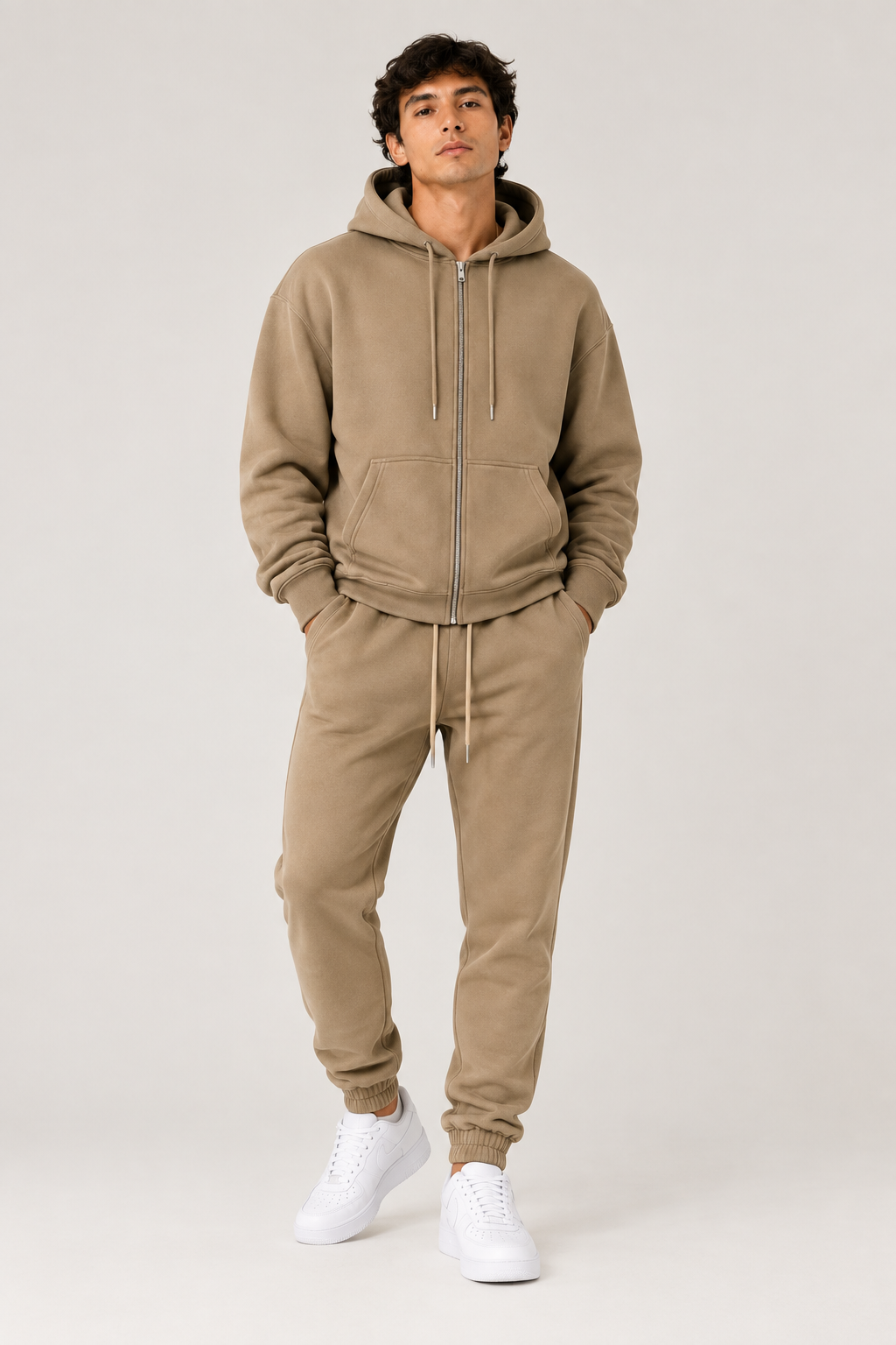 Felpa Zip - Khaki